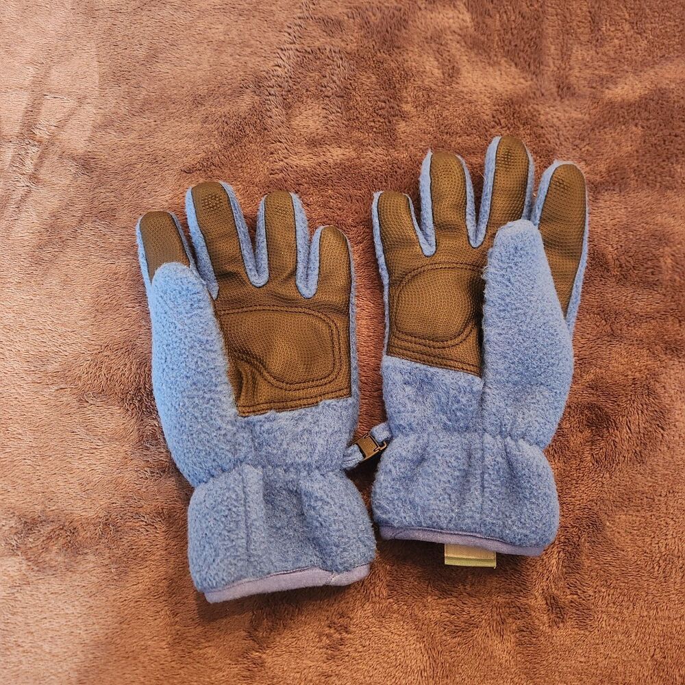 LL Bean Kids M Blue Thick Fleece Winter Gloves With Grippy Palm - Picture 3 of 4